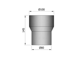 Pelletkachel verloopstuk ∅ 80mm naar Ø 100 mm spie-spie