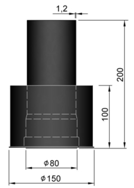 pelletkachelpijp verloop 80 mm - 149 mm