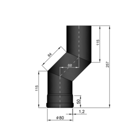 Pelletkachel S-bocht ∅ 80mm (versleping 6 cm)