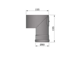 Pelletkachel bocht 90° haaks met veegluik ∅ 80mm