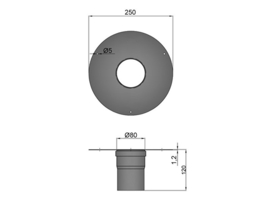 Pelletkachel rozet met insteekpijp breed ∅ 80mm