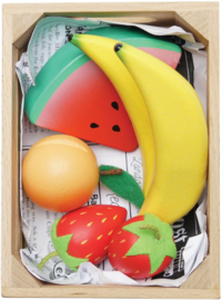 Houten Fruit in Krat | 7 dlg.