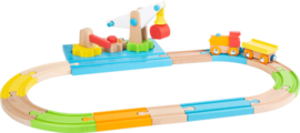 Houten Treinbaan met kraan | Small Foot |  16 dlg.