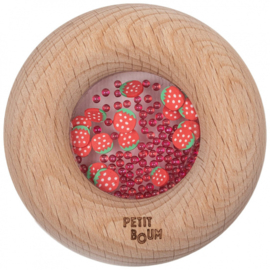 Houten Donut Aardbei Bijtring / Rammelaar