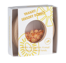 Houten Donut Sinaasappel Bijtring / Rammelaar