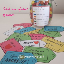 Labels voor vakantie, afscheid, feest of zomaar