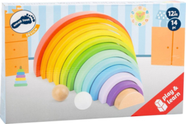 XXL Houten bouwblokken regenboog incl. ballen | Small Food | 14 dlg.