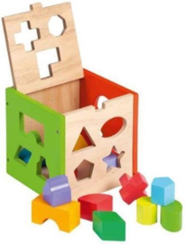 Houten Puzzelkist Vormenstoof | Jouéco | 12 dlg. 