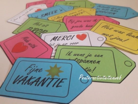 Labels voor vakantie, afscheid, feest of zomaar