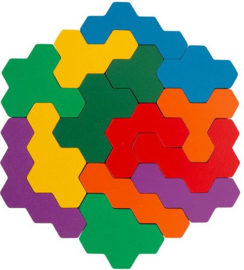 6 Hoekige Houten Vormenpuzzel | 19 dlg.
