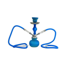 Sahbi Shisha Fluor Blauw 28 cm, Twee Slangen