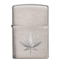Encendedor Zippo – Diseño Cannabis Cromo Cepillado Grabado