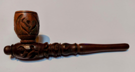 schöne handgefertigte braune Holzraucherpfeife 15 cm.