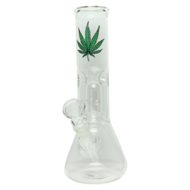 Glass Bong With Leaf 24cm