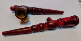 Hermosa pipa Chillum de madera de 2 vías, color rojo burdeos, 15-18 cm