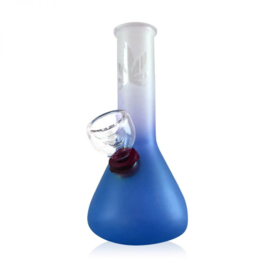 Blauwe Wietblad Glazen Frosted Bong 15cm gp31