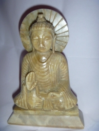 Buddha in pietra ollare verde immagine 20 cm
