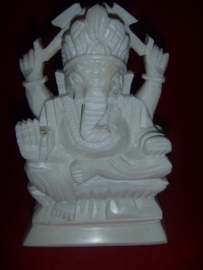 Statue de Bouddha Ganesha en pierre de savon blanche 15cm