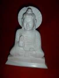 Bouddha Blanc en Pierre Stéatite Image 15cm