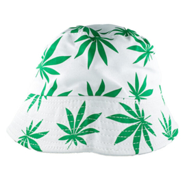 Buckethat motivo foglie di cannabis verde/nero/bianco