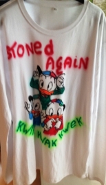 White Cotton t-shirt with an image of Kwik, Kwak and Kwek.