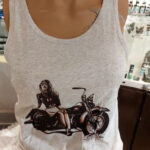 T-shirt med linne i 100 % ekologisk bomull, motorcykel