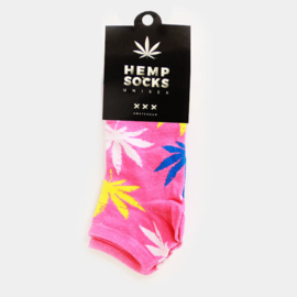 Cannabis sokken unisex roze kleur kort 22cm