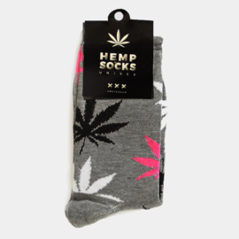 Chaussettes Cannabis unisexe couleur gris long 40cm