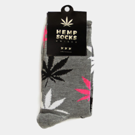 Cannabis sokker unisex farve grå lang 40cm
