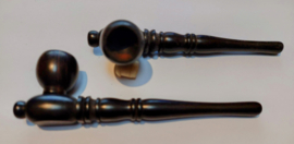 Wunderschöne schwarze, glatte Holzraucherpfeife, 16 cm