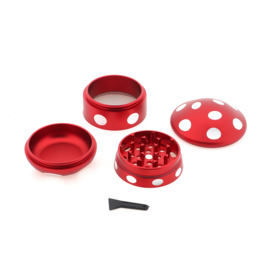Pilzgrinder aus Aluminium, 63 mm – rot