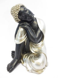 Guld-sort sovende Buddha Medium