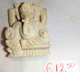 Massief Wit Spekstenen Ganesha Boedha Beeld 4cm