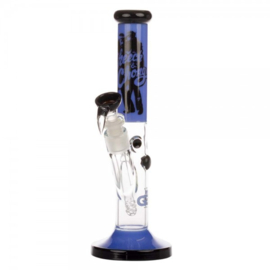 Grace Glas | Cheech & Chong 'Peace' - Rechte Bong Blauw H:30cm - Ø:38mm - SG:18,8mm, gp92