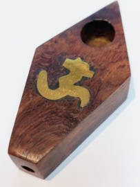 Preciosa pipa para fumar de madera de 8 cm con signo de Ohm