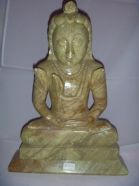 Statua di Buddha in pietra ollare verde massiccio 35 cm
