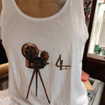 Linne T-shirt i 100 % ekologisk bomull, filmkamera