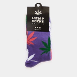 Cannabis sokken unisex kleur paars lang 40cm