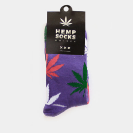 Cannabis sokken unisex kleur paars lang 40cm