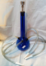 Blauwe Glas Bong- H: 32cm- Ø: 10cm 4-PersoonsWaterpijp, gp110