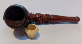 Bellissima pipa per fumatore in legno marrone da 10,5 cm