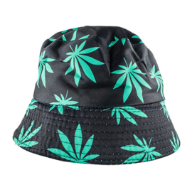 Buckethat Motif Feuille de Cannabis Vert/Noir/Blanc