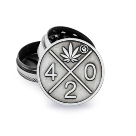 Metal Grinder Silver 420 Logo (⌀40 mm / 3-part)