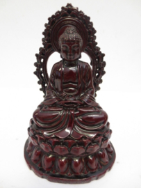 Red Meditating Seated Buddha Image
