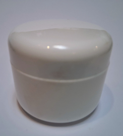 Tom plastkrämburk 25 ml vit med kork