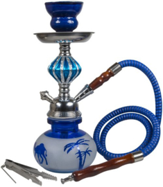 mooie blauwe Sahbi Shisha 27 cm, 1 slang met kamelen afbeelding