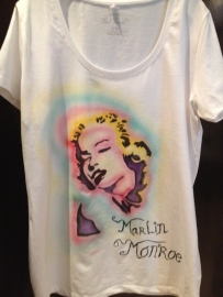 t-shirt met airbrush afbeelding van Marilyn Mornroe