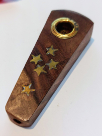 Beautiful Wooden Smoker Pipe 7cm with Stars