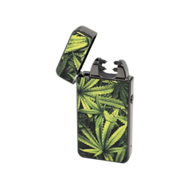 Novi Plasma Lighter, green leaf motif