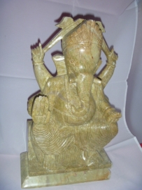 Ganesha Budha grön tvålstenstaty 35cm
